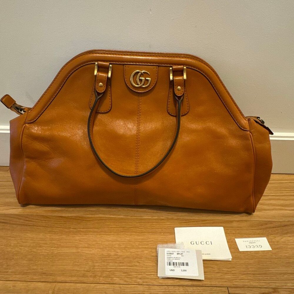 Gucci ReBelle Orange Leather Satchel Bag - Picture 3 of 14